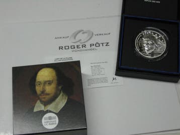 Frankreich 20 Euro zilver Pp 2022 Shakespeare High Relief..., Verzenden