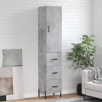 vidaXL buffetkast 34,5x34x180 cm bewerkt hout betongrijs, Huis en Inrichting, Kasten | Buffetkasten, Minder dan 50 cm, Verzenden