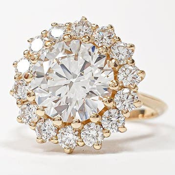 Ring - 18 karaat Geel goud - 3.66ct. tw. Diamant (Lab-grown), Nieuw