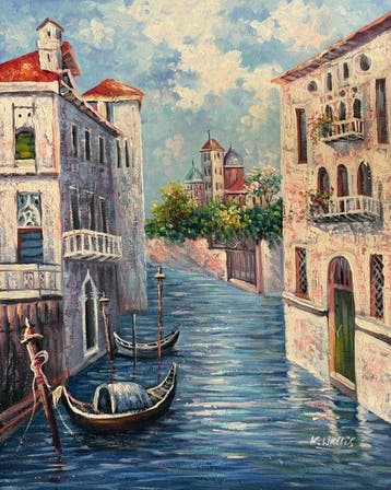 Karol Wallis ( 1965 - ) - Canal dans la Vieille Ville à