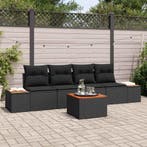 vidaXL Tuin Sofa Set met kussen met opslag 5 pcs Zwart Poly, Verzenden, Nieuw, Rotan