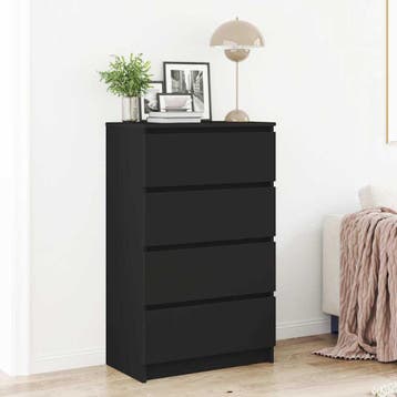 vidaXL Dressoir 60x35x98,5 cm bewerkt hout zwart, Verzenden, Nieuw, Overige houtsoorten, Minder dan 50 cm