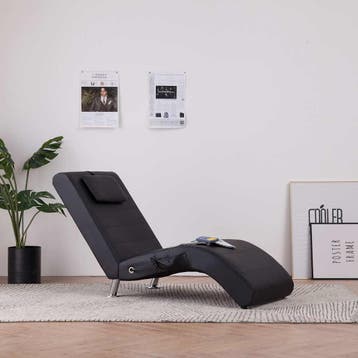 vidaXL Massage chaise longue met kussen kunstleer zwart, Verzenden, Nieuw