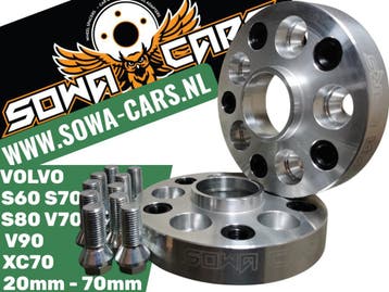 Spacers 20mm Volvo S60 V60 V70 5x108 65,1 Spoorverbreders, Verzenden