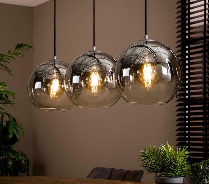 Hanglamp Industriele Bubble Glas 3L - Nieuwe Collectie 2026, Huis en Inrichting, Lampen | Hanglampen, Nieuw, Glas, Kunststof, Metaal