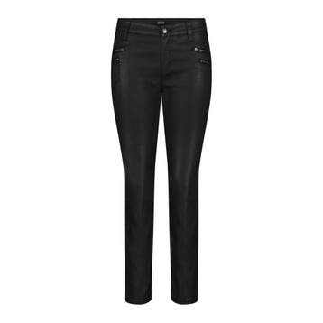 MAC • zwarte coated Skinny zip jeans • 36, MAC, Verzenden, Nieuw, Zwart