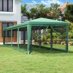 vidaXL Partytent met 10 mesh zijwanden 3x12 m HDPE groen, Verzenden, Nieuw, Partytent