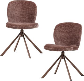 WOOOD Femke Eetkamerstoelen Chenille Bruin — nieuw, Nieuw