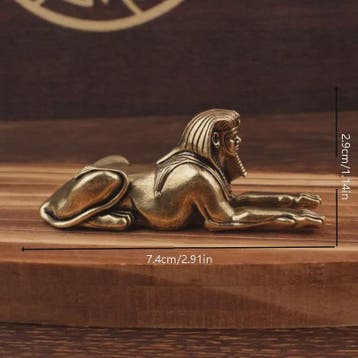 Egyptische Leeuwenkop Messing Beeldje - Vintage Oud Egyptisc