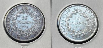Frankrijk. 10 Francs 1971 e 1972 Hercule (2 moedas) (Zonder