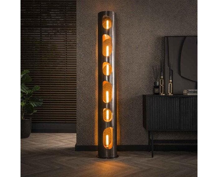 Vloerlamp  Ø30 organic cylinder XXL - Zwart nikkel, Huis en Inrichting, Lampen | Vloerlampen, Nieuw, Ophalen of Verzenden