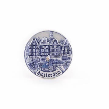 Magneet polyprint gracht/fiets delftsblauw Amsterdam, Ophalen of Verzenden, Nieuw