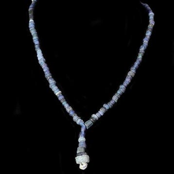 Oud-Romeins Donkerblauw glas Kralenketting (Zonder, Antiek en Kunst