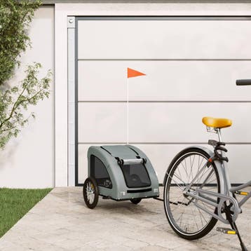 vidaXL Hondenfietstrailer oxford stof en ijzer grijs, Verzenden, Nieuw