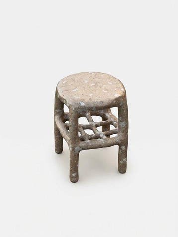David áp - Bijzettafel - Papier-maché - Bruine Terazzo-kruk
