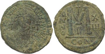 40 Nummi 539/540 (jahr 13), Justinianus I 527-565, Verzenden