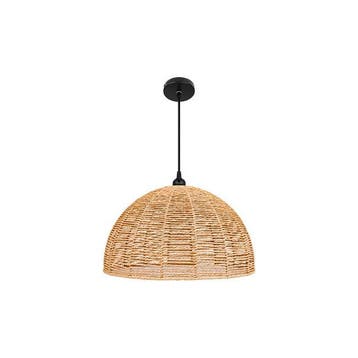 Hanglamp Rotan | Ø45 cm | E27 | Naturel + Zwart | Eettafel, Huis en Inrichting, Ophalen of Verzenden, Nieuw, Kunststof, E27 (groot)