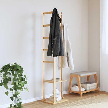 vidaXL Kapstok met haken en schappen 38,5x30x156 cm bamboe, Verzenden, Nieuw