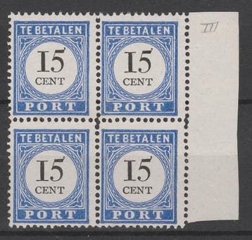 Postzegels Nederland 1894 Port P24a BLOK zeldzaam (863), Postzegels en Munten, Postzegels | Nederland, Verzenden, T/m 1940, Postfris