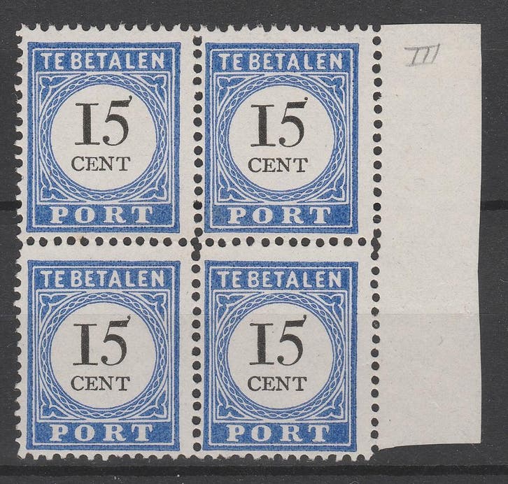 Postzegels Nederland 1894 Port P24a BLOK zeldzaam (863), Postzegels en Munten, Postzegels | Nederland, Postfris, T/m 1940, Verzenden