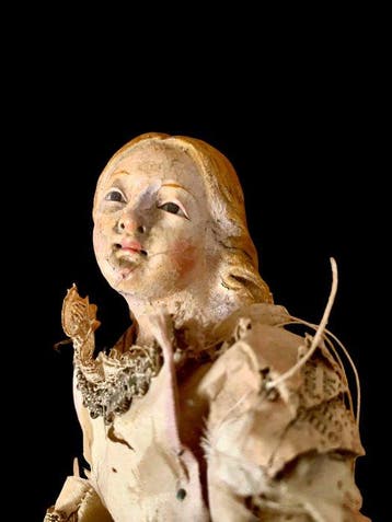 Beeld, Figura Sacra Presepe Napoletano - 28 cm - Textiel,, Antiek en Kunst