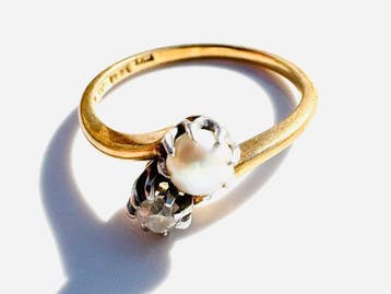 Ring - 18 karaat Geel goud - 0.11ct. tw. Diamant, Sieraden, Tassen en Uiterlijk, Ringen, Nieuw