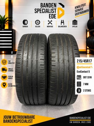 215/45/17 CONTI ECOCONTACT 5 7MM 2 STUKS 120,- (3316), Ophalen, 17 inch, Band(en), Personenwagen