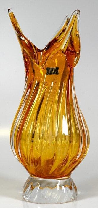 Egermann - Vaas - Kristal - Amber Kristall Vase, Antiek en Kunst, Antiek | Glas en Kristal