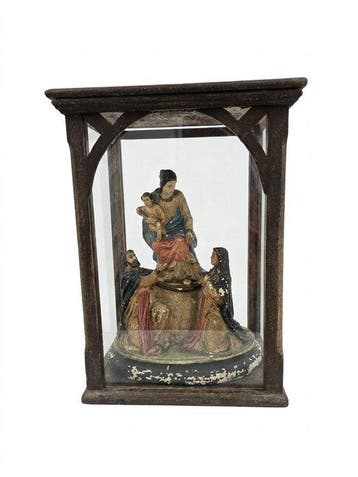 Neogotische votiefteca - Madonna met Kind Jezus - 37 cm (2)