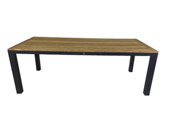 6-persoons Diningtafel Palazzo 220cm | Teak houten tafelblad, Ophalen of Verzenden, Nieuw