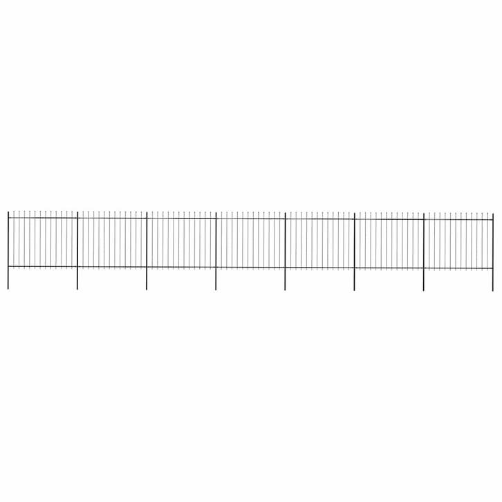 vidaXL Tuinhek met speerpunt staal 1248x150 cm zwart, Tuin en Terras, Schuttingen, Nieuw, IJzer, 2 meter of meer, Verzenden