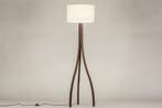 Rietveld Vloerlampen - Wit, Bruin, Hout - Stof, Hout, Huis en Inrichting, Lampen | Vloerlampen, Verzenden, Nieuw