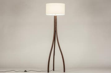 Rietveld Vloerlampen - Wit, Bruin, Hout - Stof, Hout, Verzenden, Nieuw