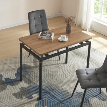 [en.casa] Eettafel Hemnes 100x60x75 cm eikenkleurig en zwart, Huis en Inrichting, Tafels | Eettafels, Verzenden, Nieuw