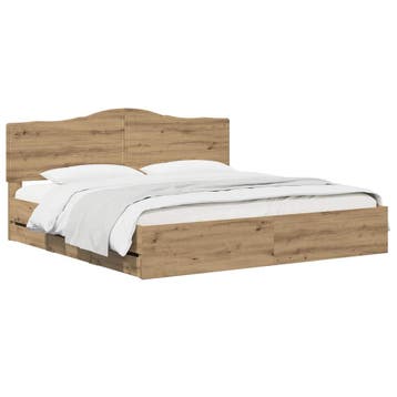 vidaXL Bed Frame with Storage and Headboard Artisan Oak 180, Huis en Inrichting, Slaapkamer | Bedden, Bruin, Verzenden, Hout, Nieuw