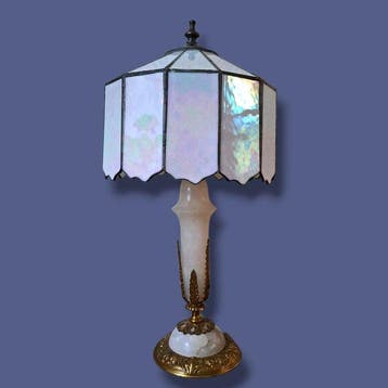 Lamp - Tiffany style - Wit Iriserend Glas - Art Deco lamp