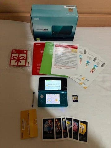 Nintendo - Nintendo 3DS - Aqua Blue + Caricatore Originale +, Spelcomputers en Games, Nieuw