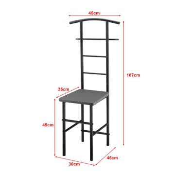 Dressboy kledingrek stoel 107x45x45 cm metaal donkergrijs, Verzenden, Nieuw