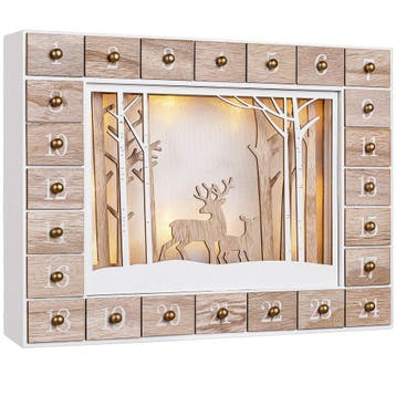 Adventskalender Winterlandschap Hout LED (Kerst artikelen), Verzenden, Nieuw