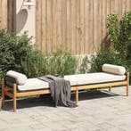 vidaXL Tuinbank met kussen poly rattan acacia zwart, Tuin en Terras, Verzenden, Nieuw, Rotan