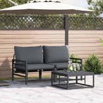 vidaXL Tuinbankenset met kussen 3 pcs Zwart Staal, Verzenden, Nieuw, Rvs