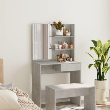 vidaXL Kaptafel met spiegel 74,5x40x141 cm betongrijs, Huis en Inrichting, Tafels | Salontafels, Verzenden, Nieuw, Overige houtsoorten