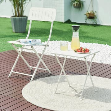 Tuintafel Vegårshei opvouwbaar 45x40x40 cm wit [en.casa], Verzenden, Nieuw