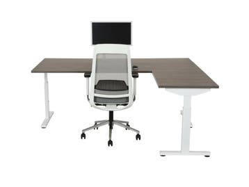 Hoekbureau recht TUBE wit-donkergrijs eiken 160x160, Ophalen of Verzenden, Nieuw in verpakking
