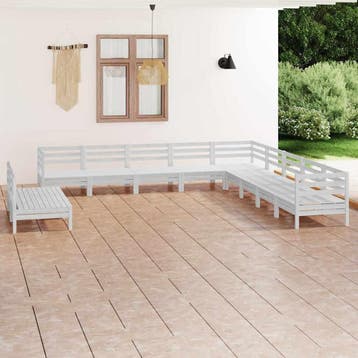 vidaXL 11-delige Loungeset massief grenenhout wit, Verzenden, Nieuw, Loungeset