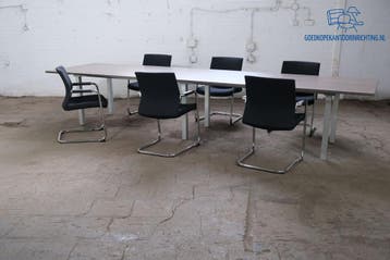 Tweedehands vergadertafel donker eiken 400x100 cm grijs, Verzenden, Gebruikt