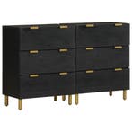 vidaXL Dressoirs 2 st 60x33x75 cm bewerkt hout zwart, Huis en Inrichting, Kasten | Overige, Verzenden, Nieuw