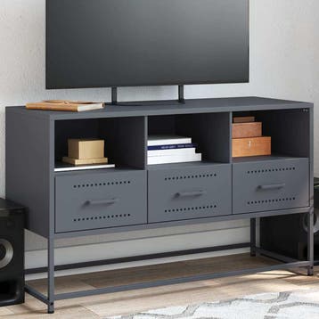 vidaXL Tv-meubel 100,5x39x60,5 cm staal antracietkleurig, Minder dan 50 cm, Verzenden, 75 cm of meer, Nieuw