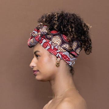 Afrikaanse Beige / bruin Paisley / hoofddoek - headwrap, Ophalen of Verzenden, Nieuw
