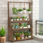 Houten Plantenstandaard met Ophangstang – 3 Laags, Tuin en Terras, Kassen, Verzenden, Nieuw